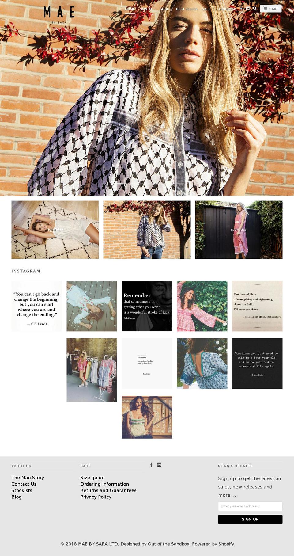 maebysara.com — Shopify storefront screenshot