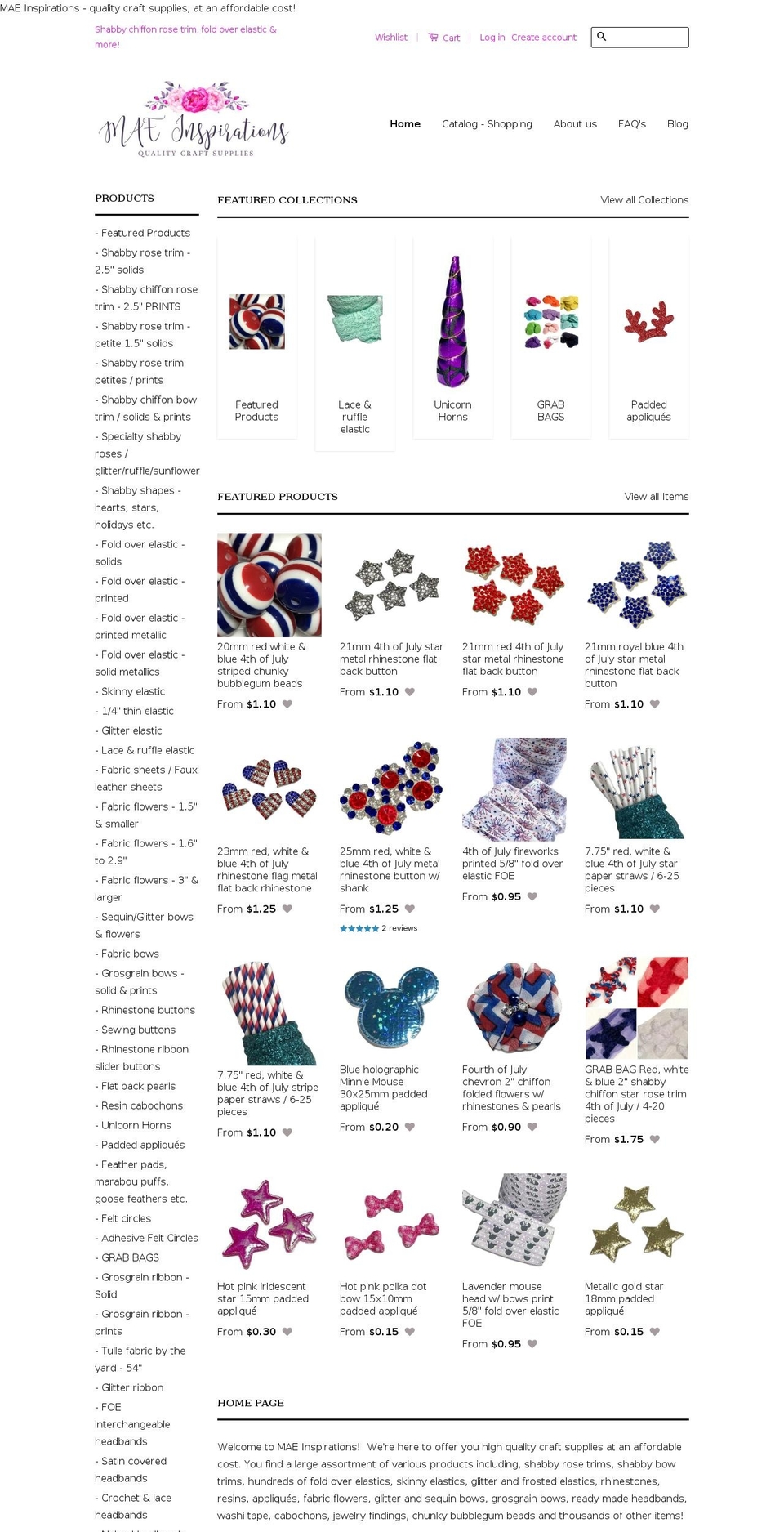 maeinspirations.com — Shopify storefront screenshot