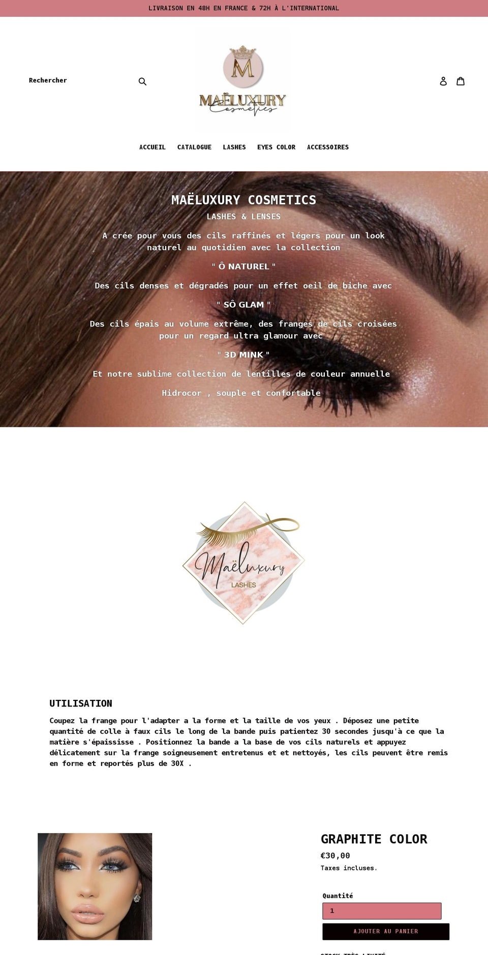 maeluxurycosmetics.com shopify website screenshot