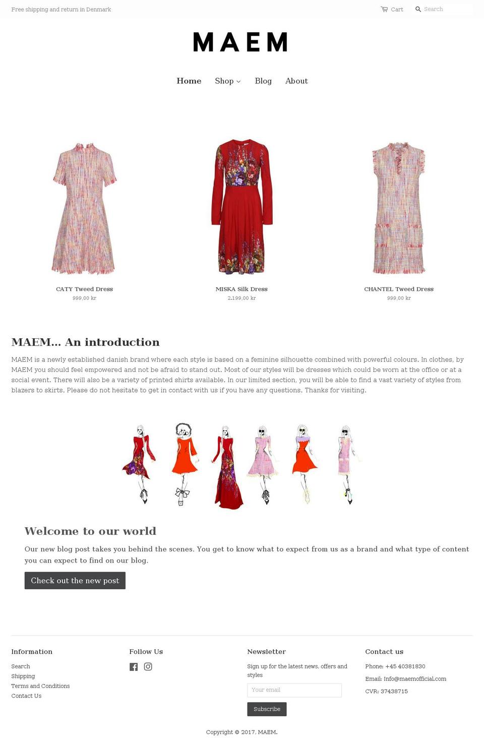 maemofficial.com shopify website screenshot