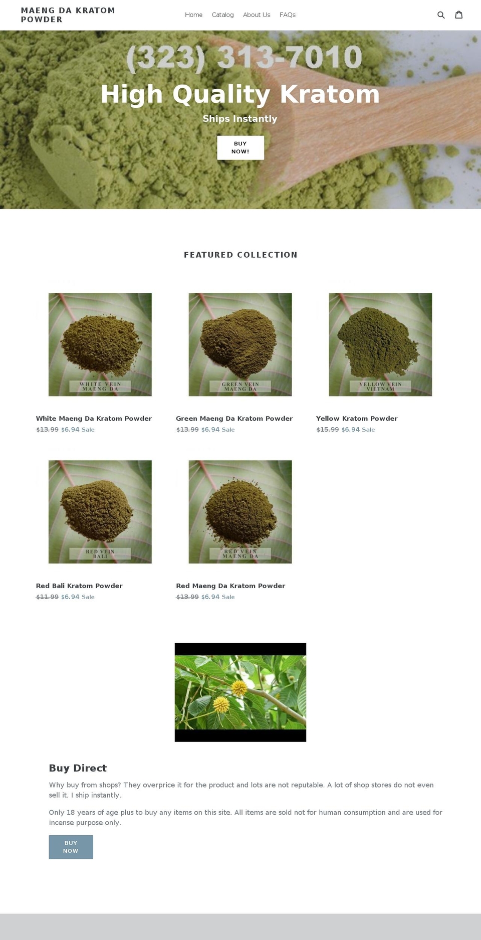 maengdakratompowder.com — Shopify storefront screenshot