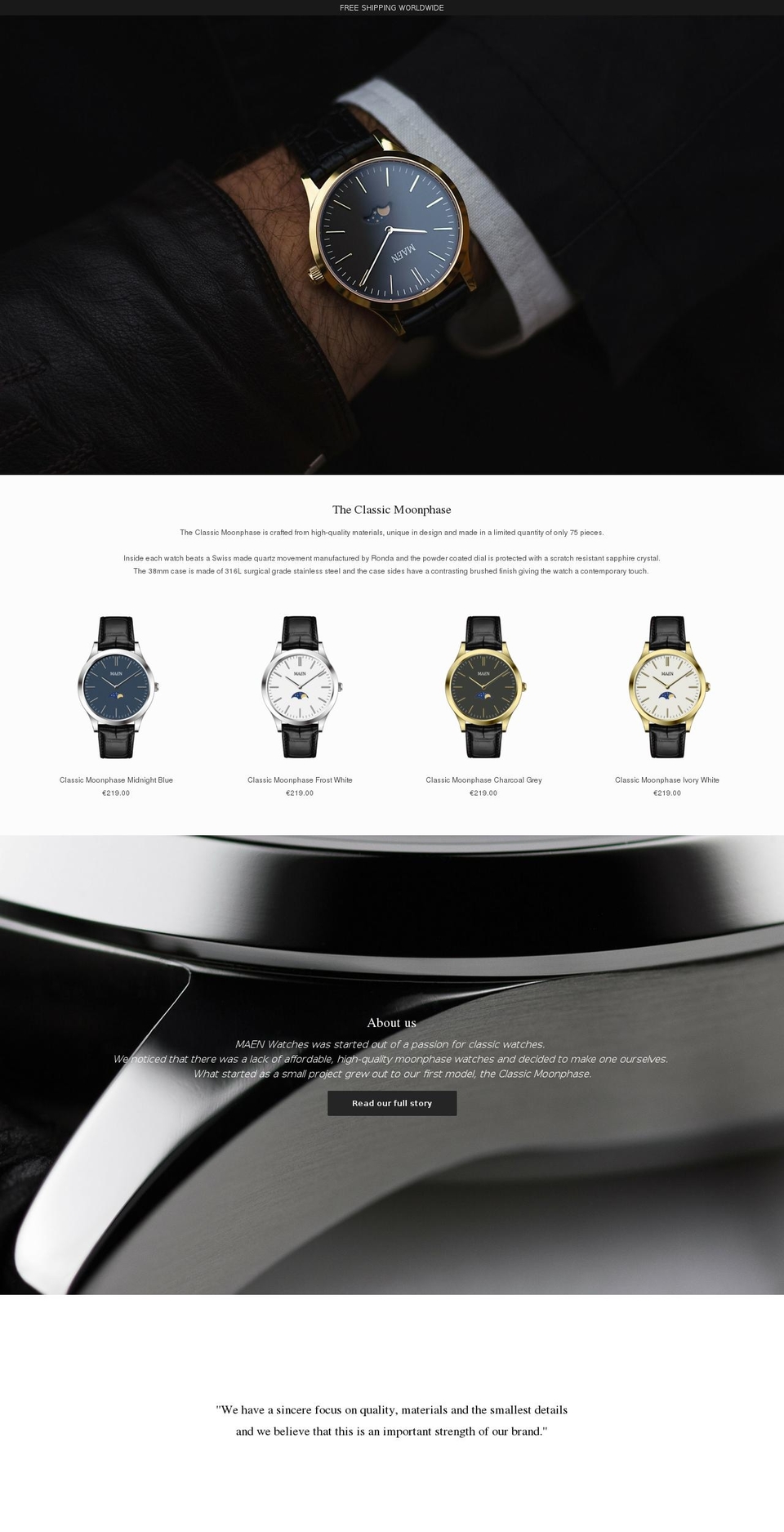 maenMain Shopify theme site example maenwatches.com