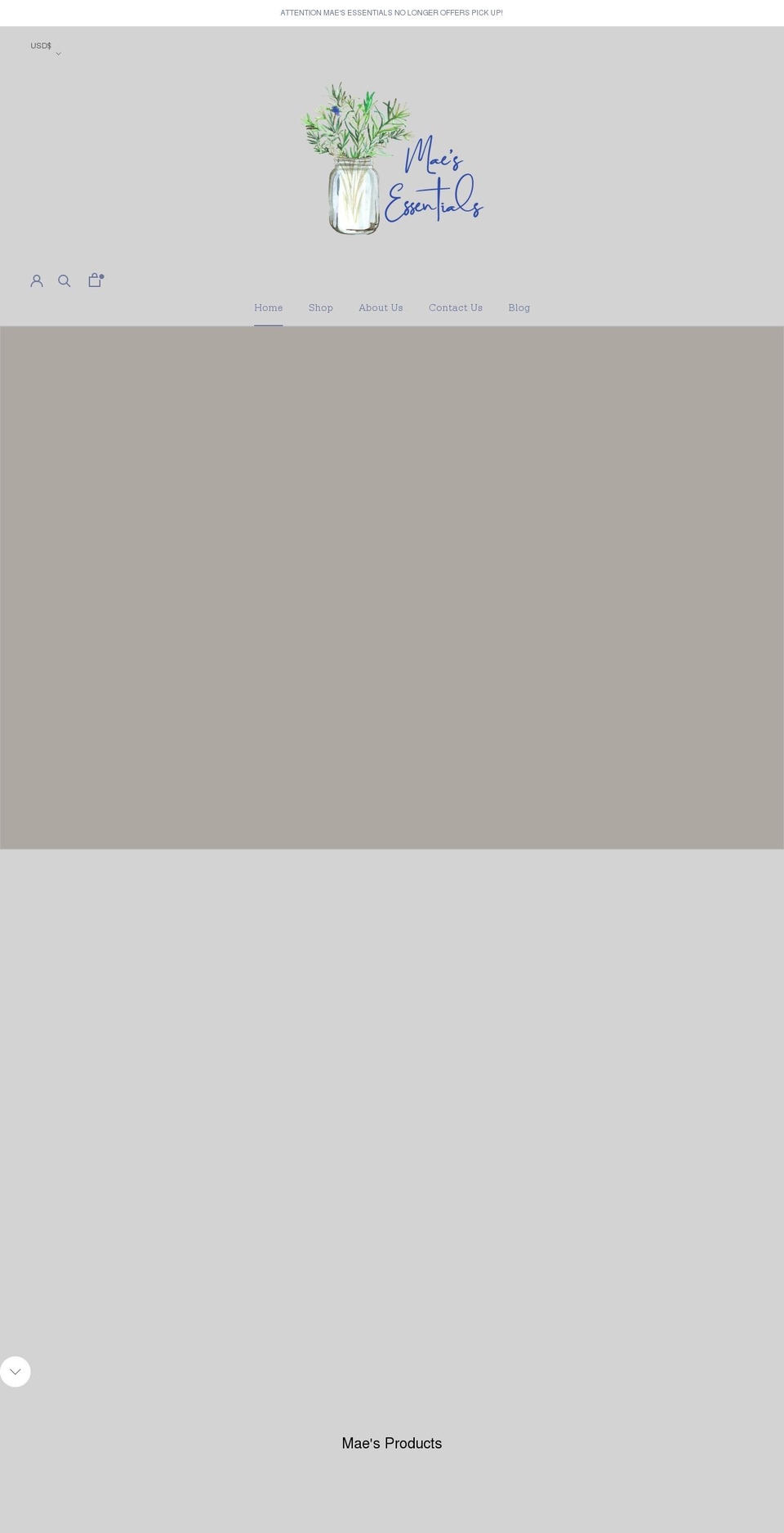 maes-essentials.com shopify website screenshot