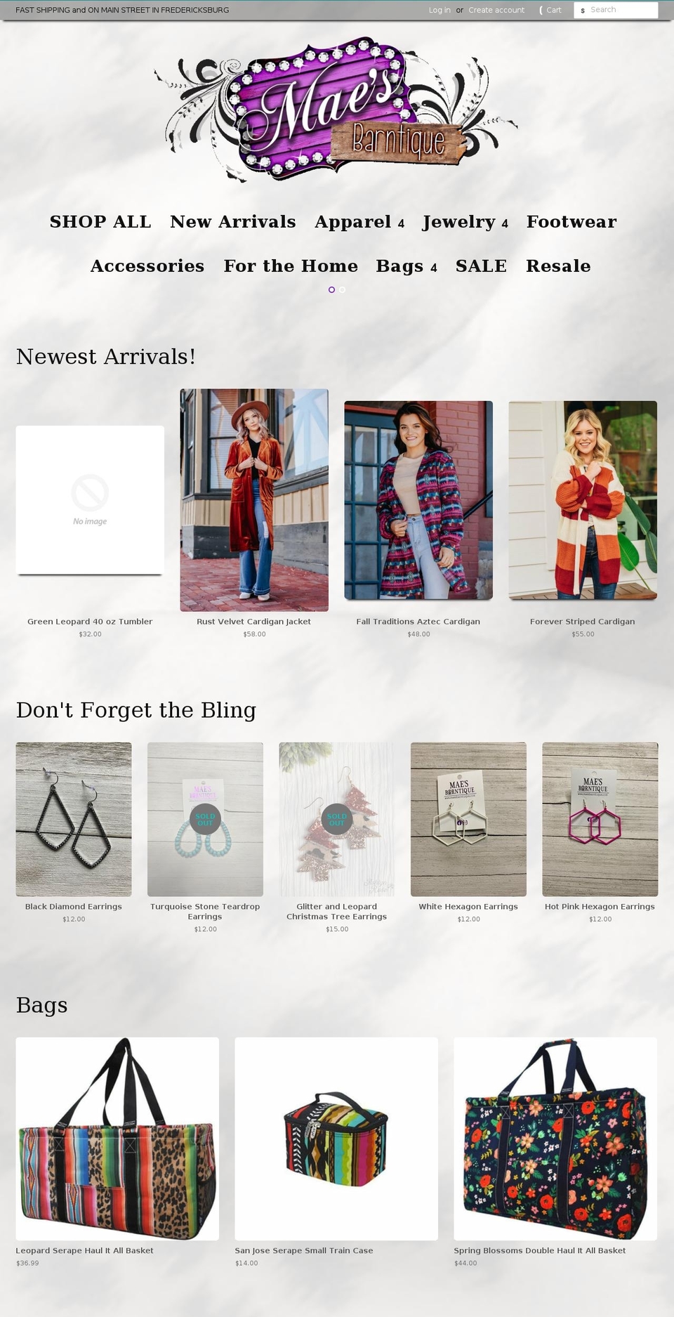 maesbarntique.com shopify website screenshot