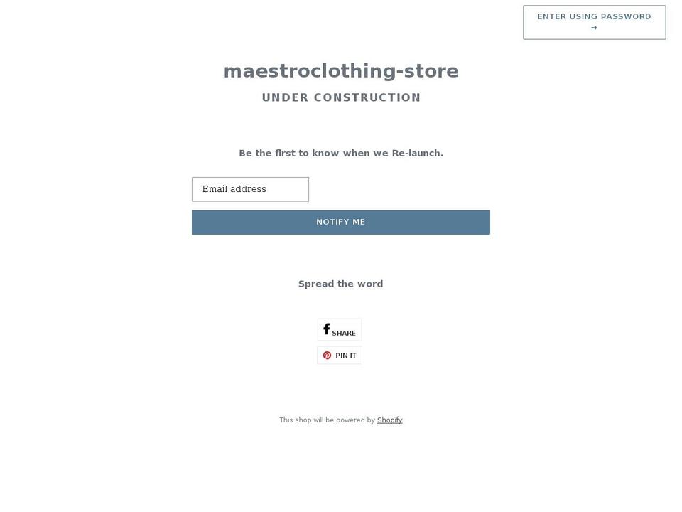 maestroclothing.com shopify website screenshot