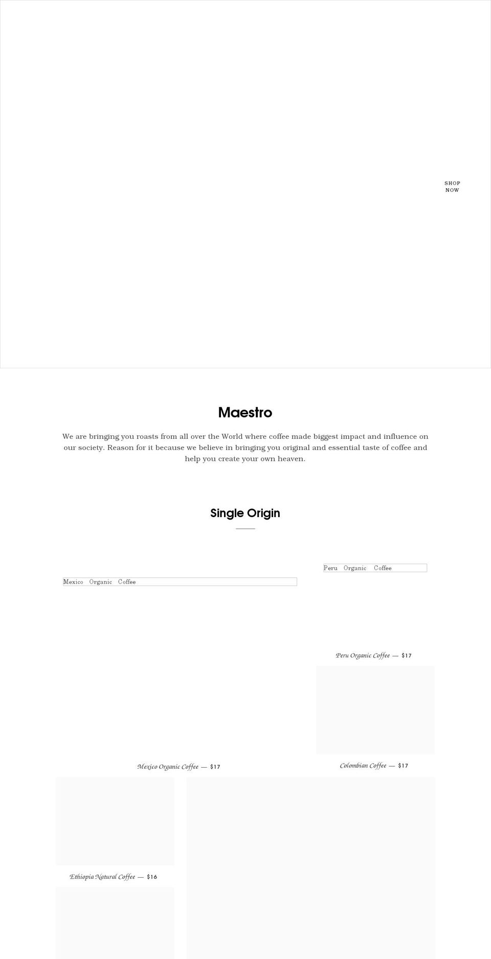 maestrocoffee.us shopify website screenshot