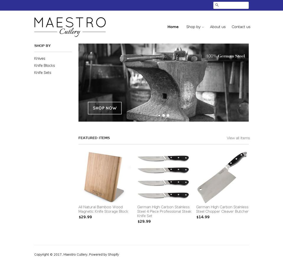 maestrocutlery.com shopify website screenshot