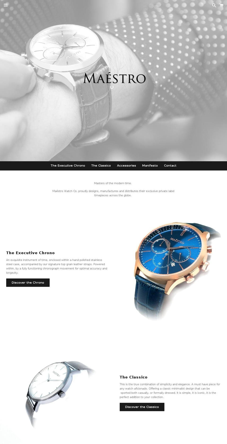 maestrowatches.com shopify website screenshot