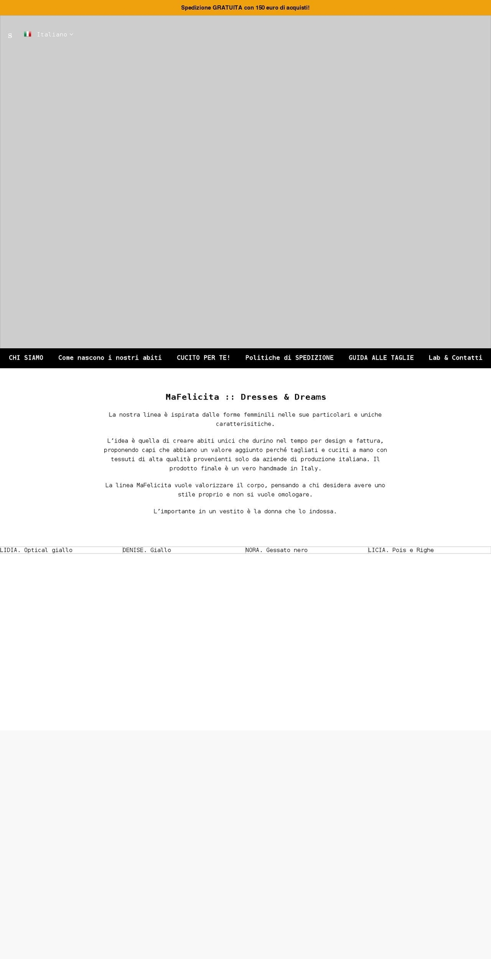 mafelicita.com shopify website screenshot