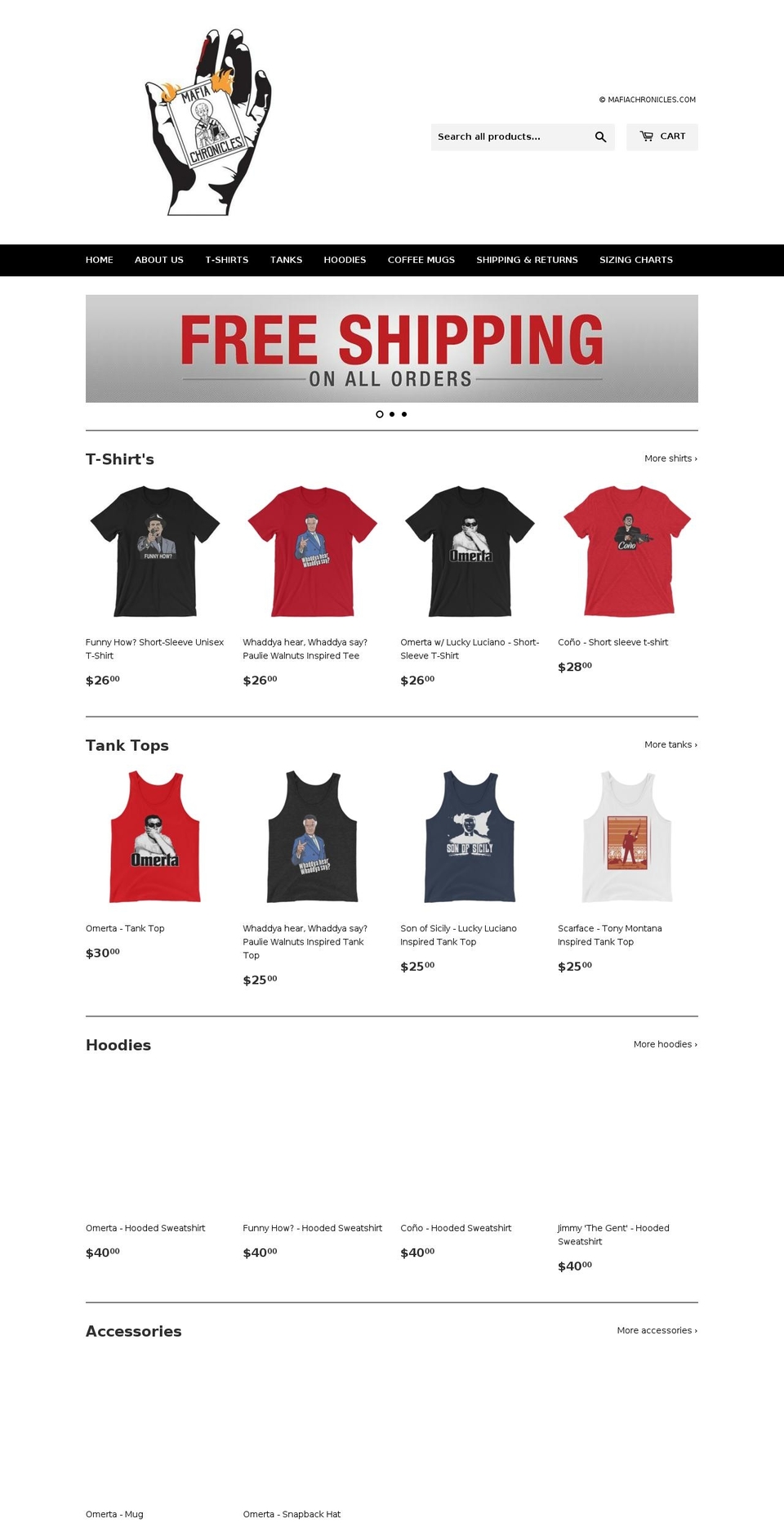 mafiachronicles.com — Shopify storefront screenshot