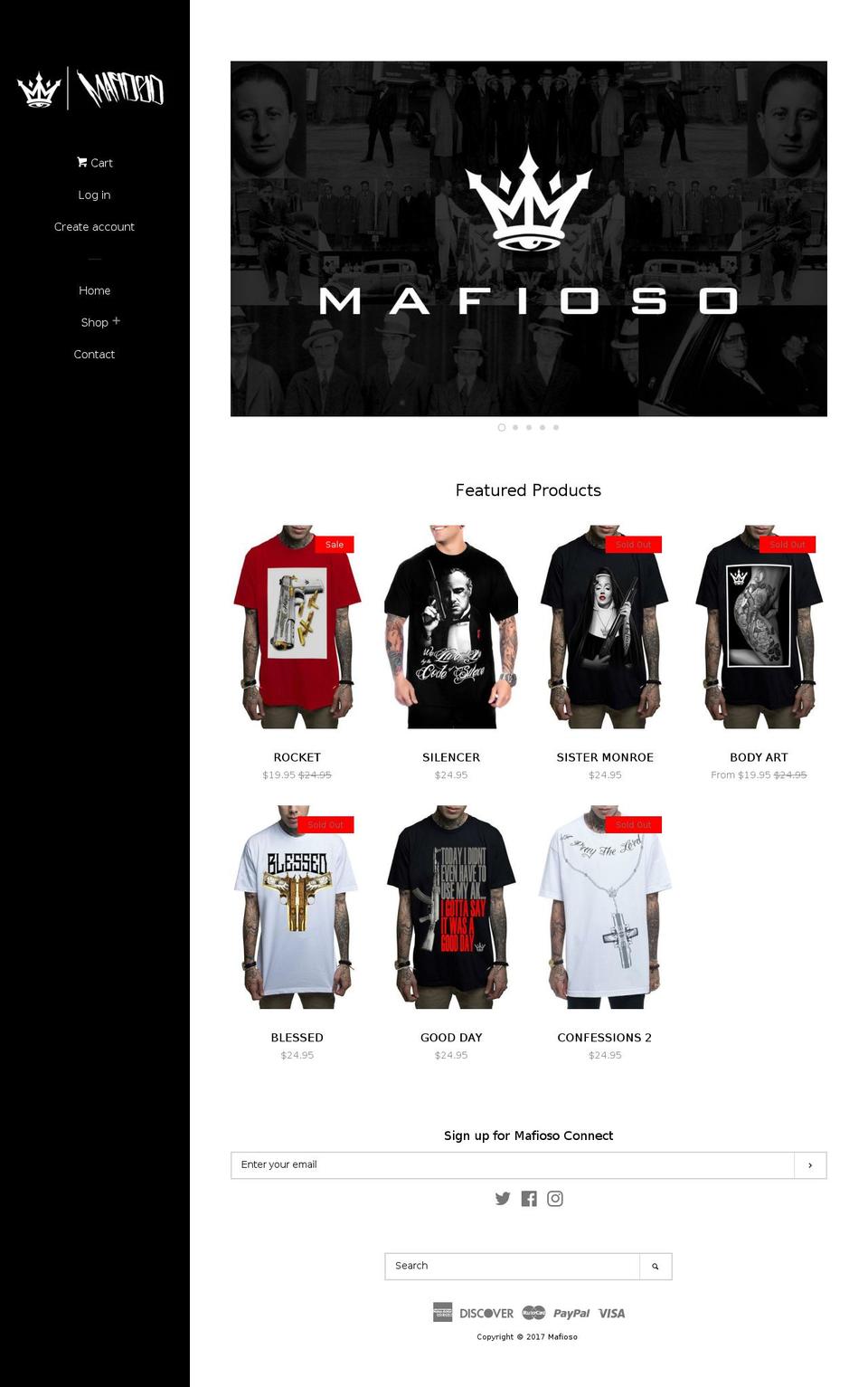 mafiosoclothing.com shopify website screenshot