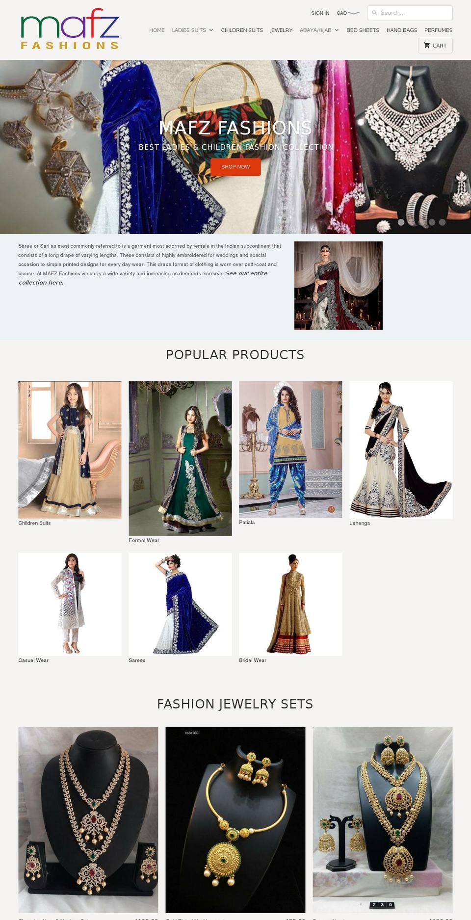 mafzfashions.com — Shopify storefront screenshot