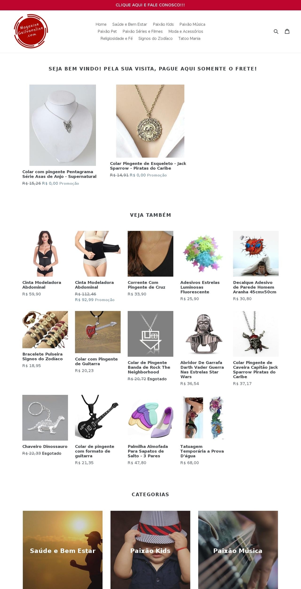 magazinegsilvaonline.com — Shopify storefront screenshot