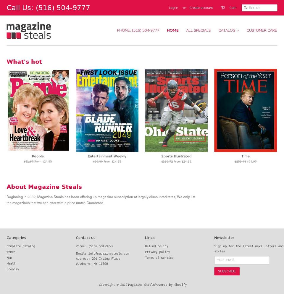 magazinesteals.com shopify website screenshot