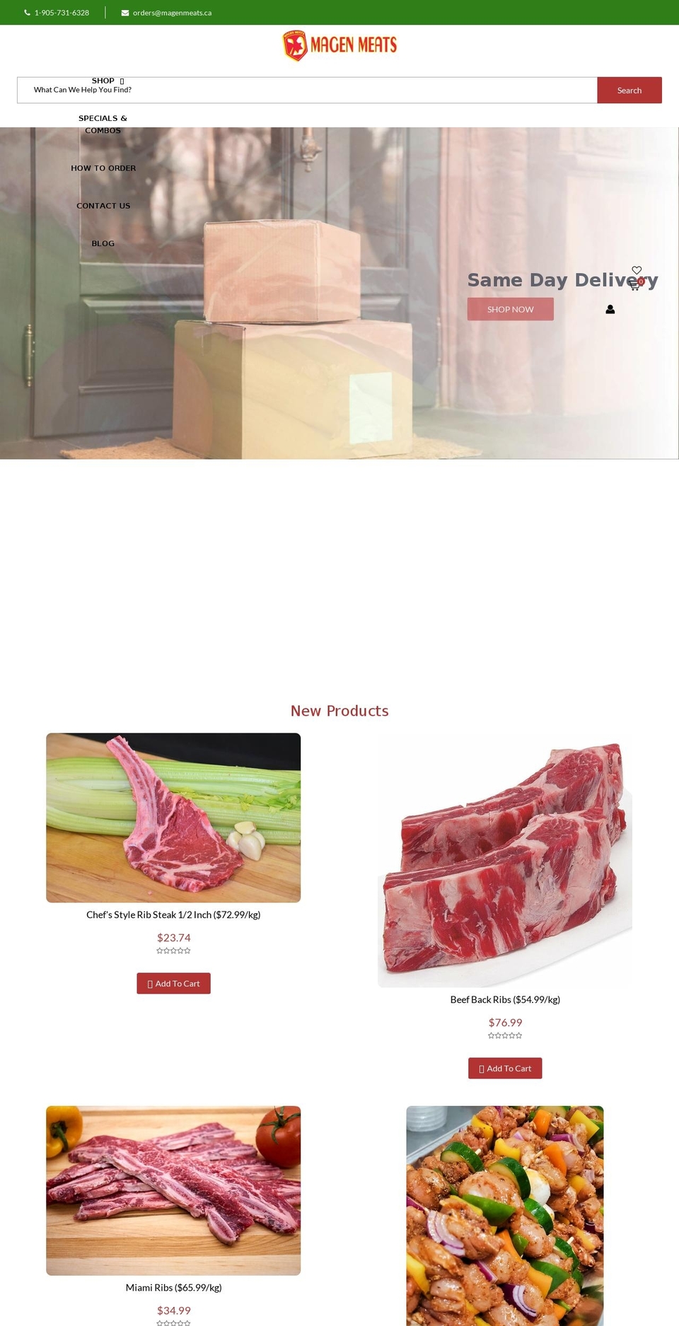 Groca Shopify theme site example magenmeats.ca