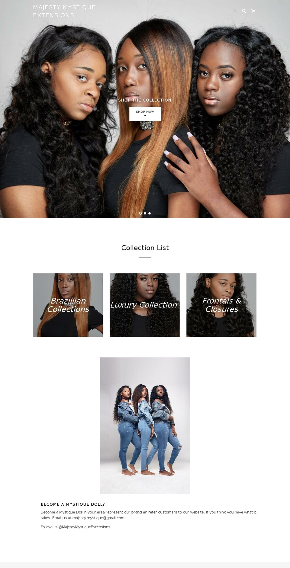 magestymystiqueextensions.com shopify website screenshot
