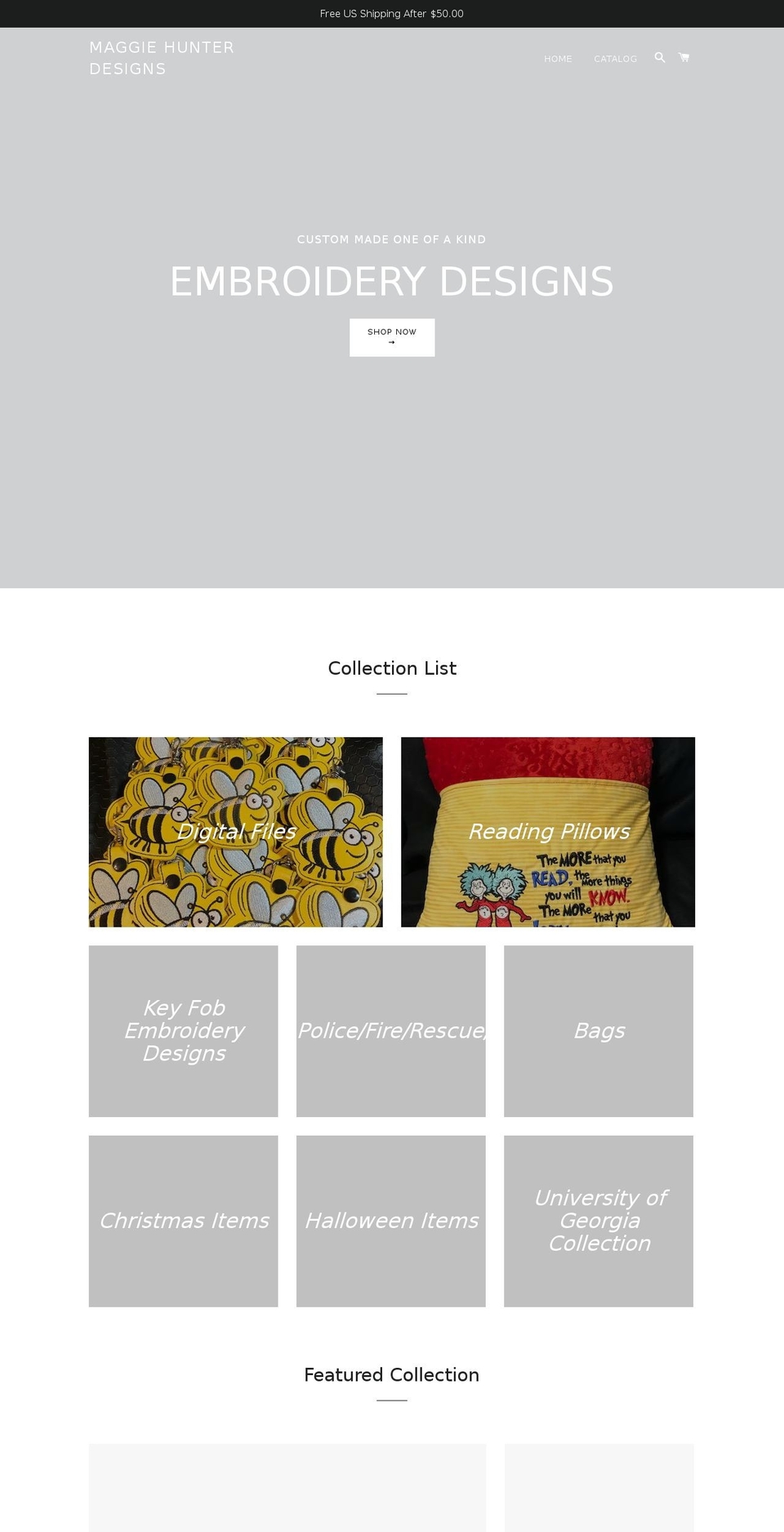 maggiehunterdesigns.com — Shopify storefront screenshot