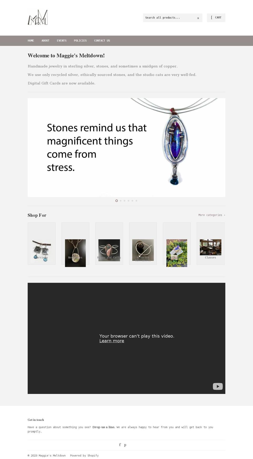 maggiesmeltdown.com shopify website screenshot
