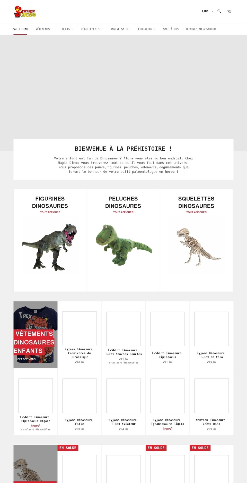 magic-dino.com shopify website screenshot