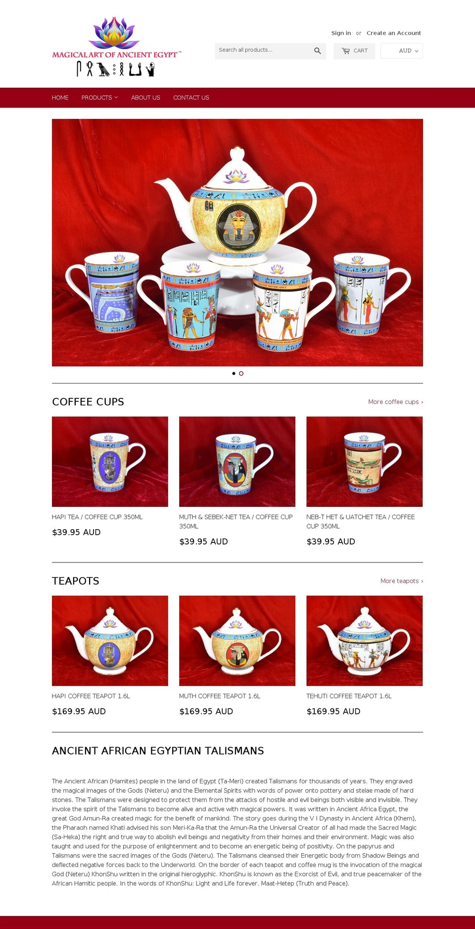 magicalartofancientegypt.com — Shopify storefront screenshot
