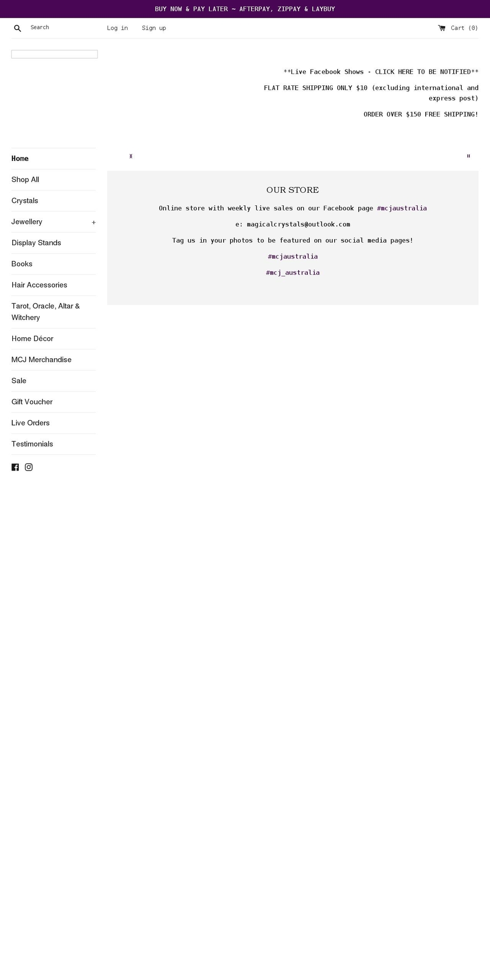 magicalcrystalsandjewellery.com shopify website screenshot
