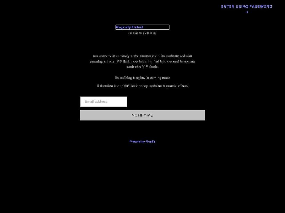 magicallyetched.com shopify website screenshot