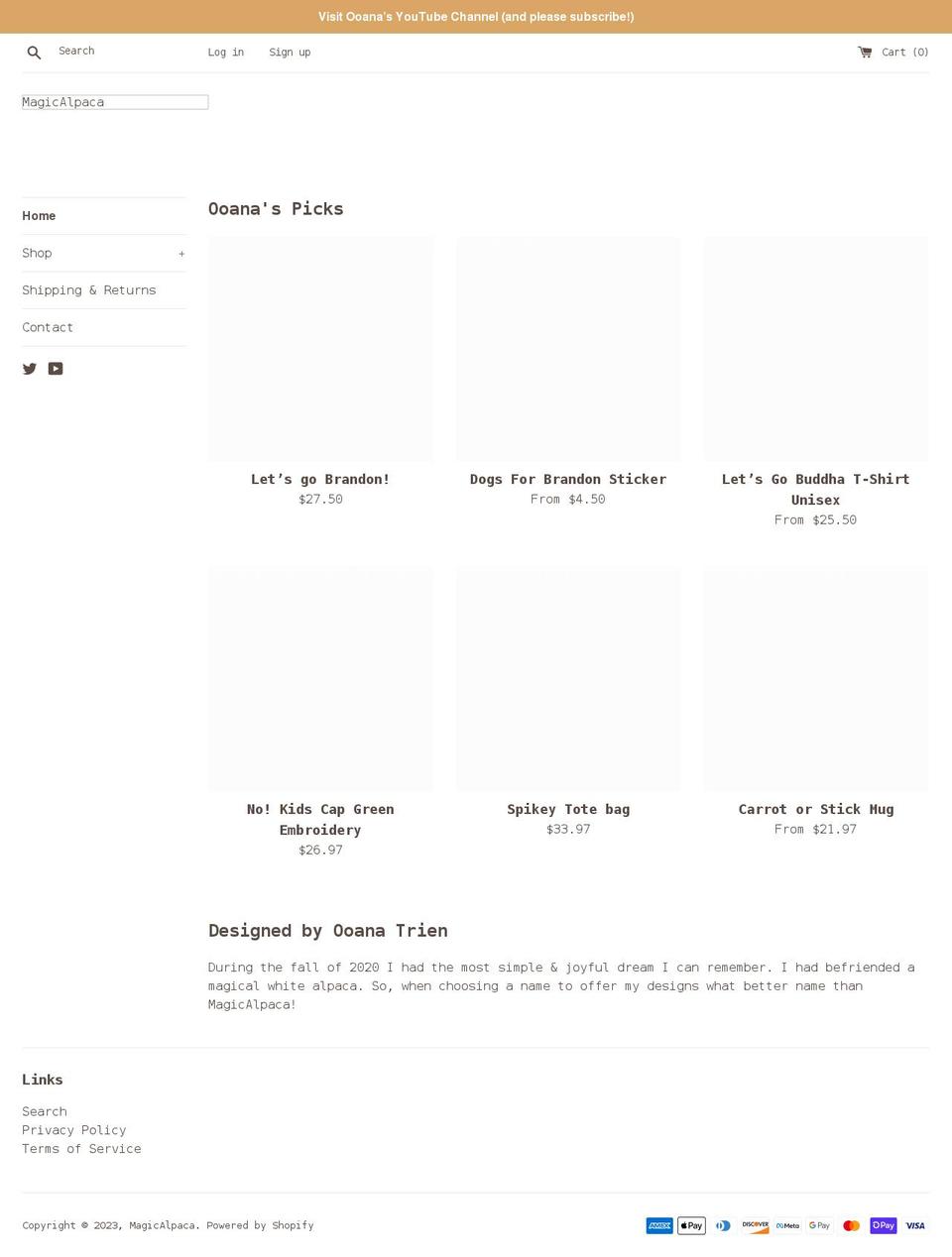 magicalpaca.com shopify website screenshot