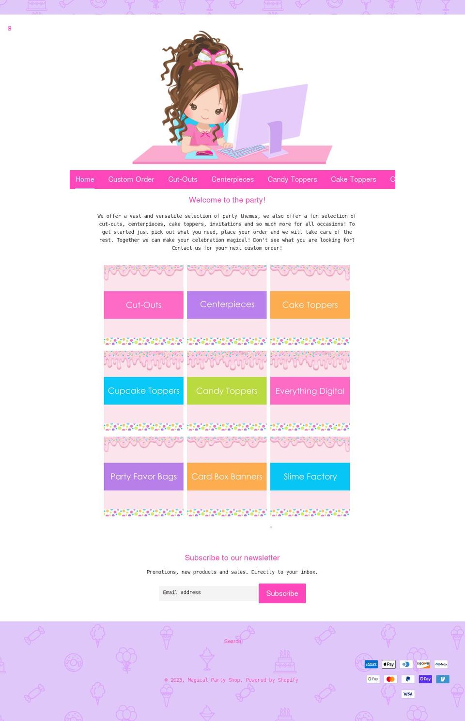 magicalpartyshop.com shopify website screenshot