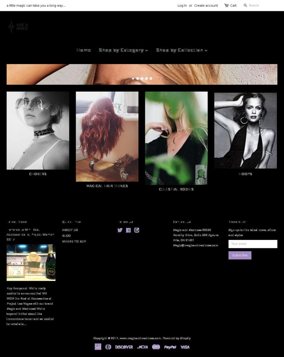 magicandmadness.com shopify website screenshot