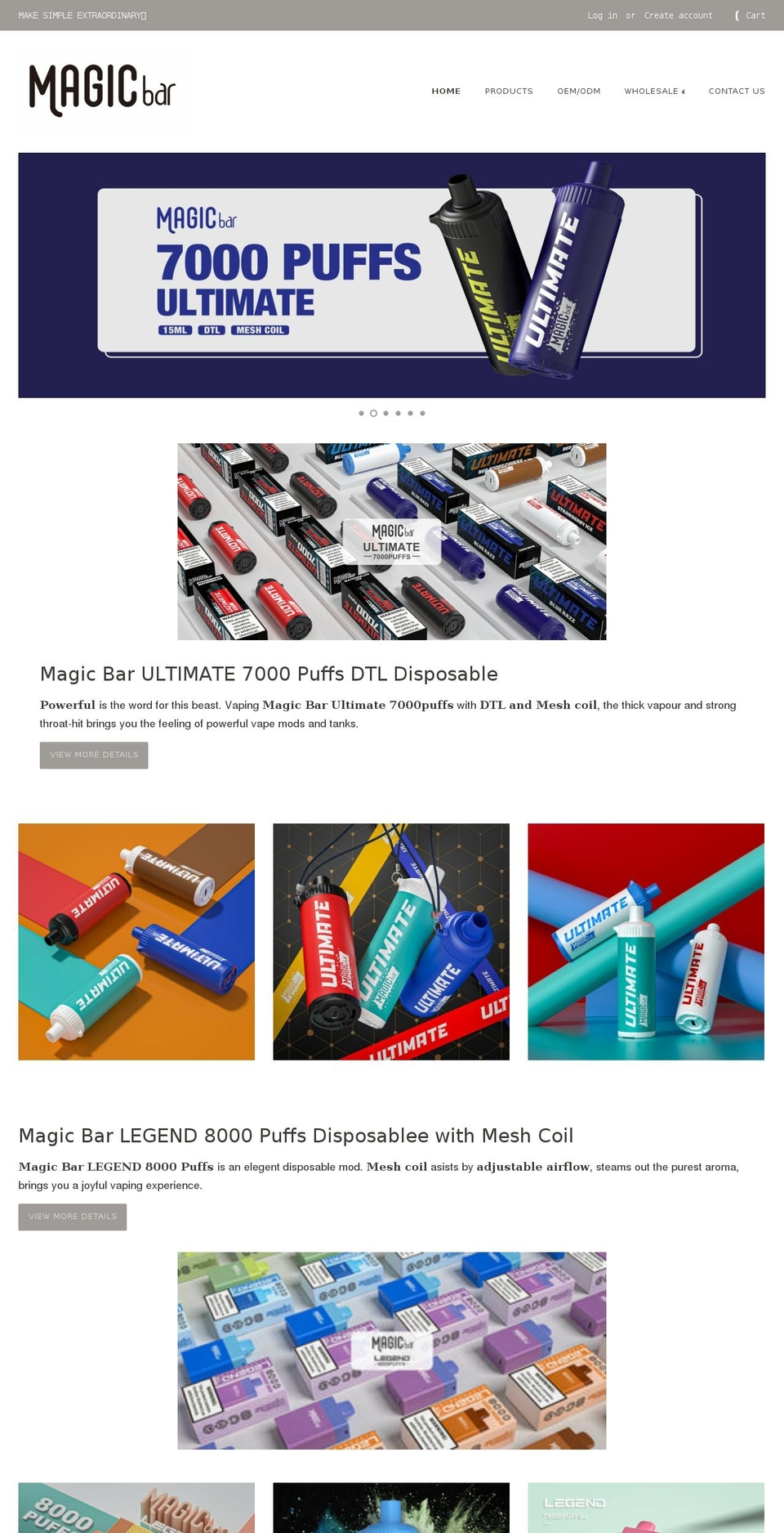 magicbarvape.com shopify website screenshot