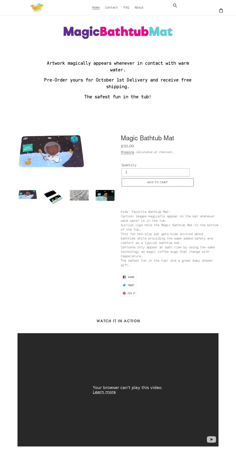 magicbathtubmat.com shopify website screenshot