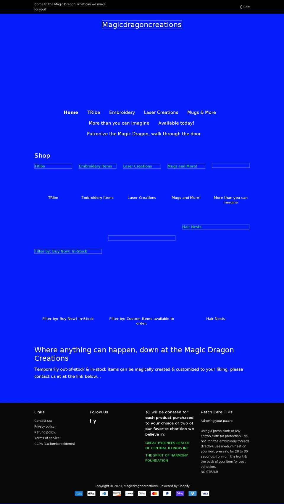 magicdragoncreations.com shopify website screenshot