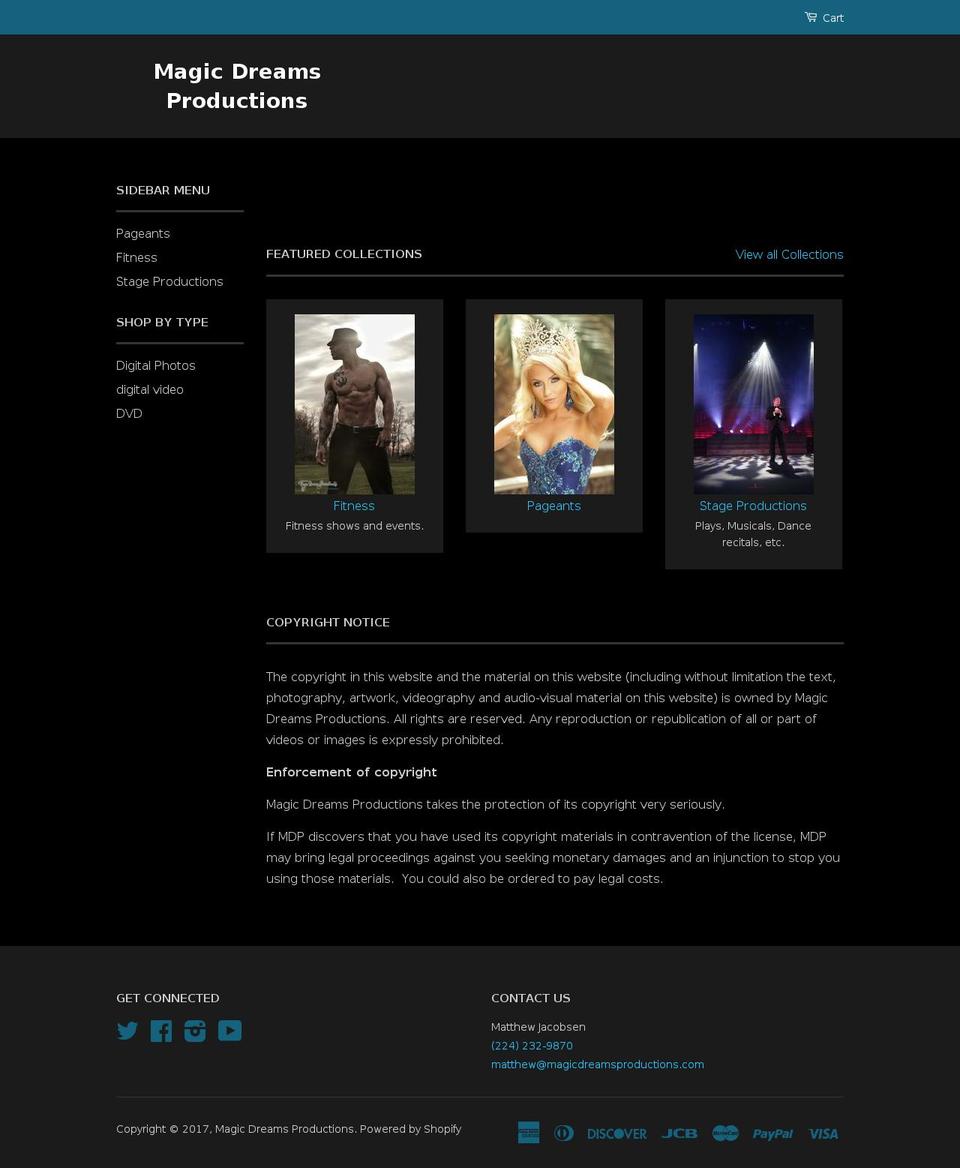magicdreamsproductions.com shopify website screenshot