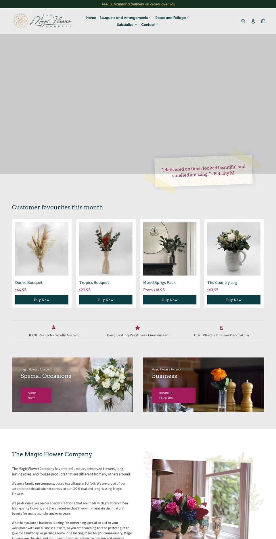 magicflowercompany.co.uk shopify website screenshot