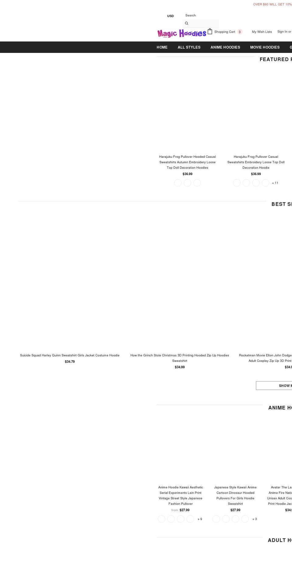 magichoodies.com shopify website screenshot