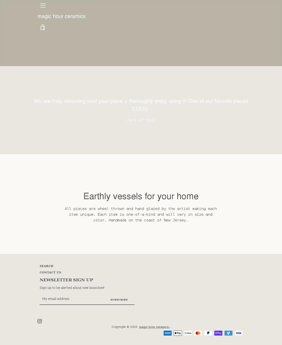 magichourceramics.com shopify website screenshot