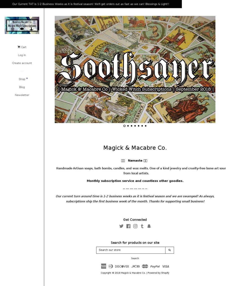 magickandmacabreco.com shopify website screenshot