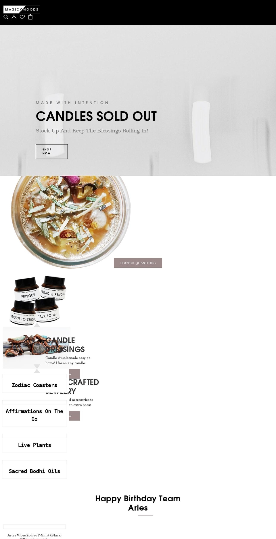 magickmoods.com shopify website screenshot