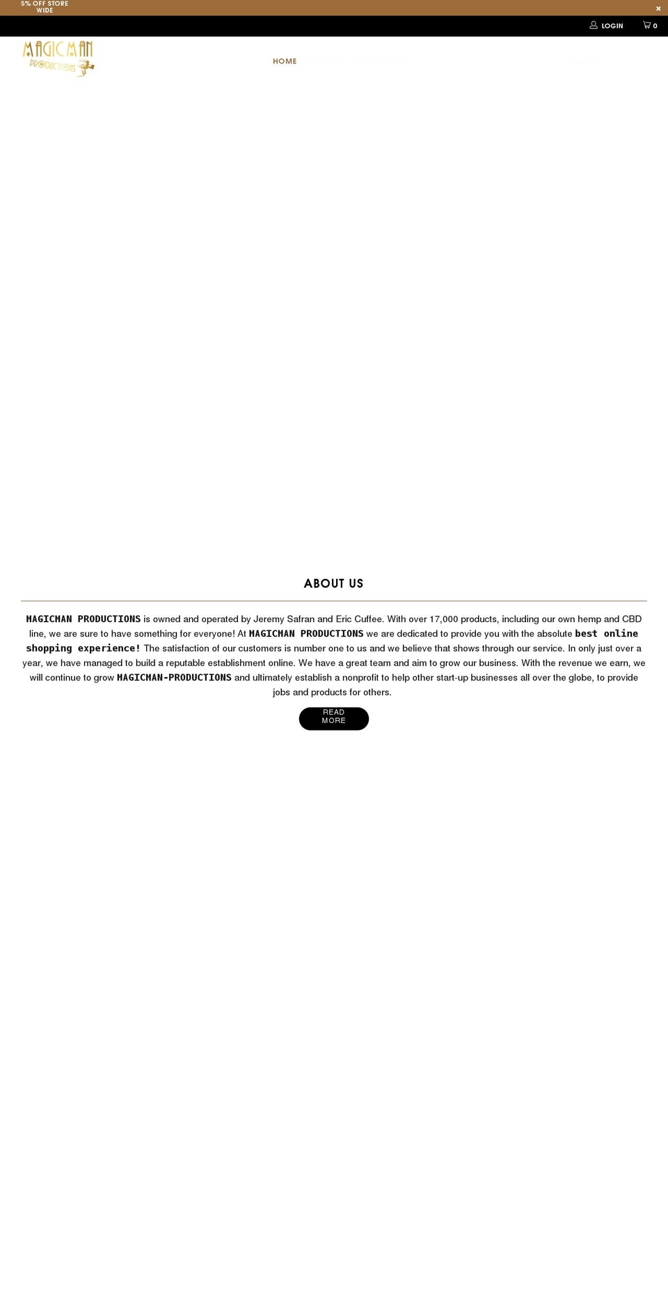 magicmanproductions.net shopify website screenshot