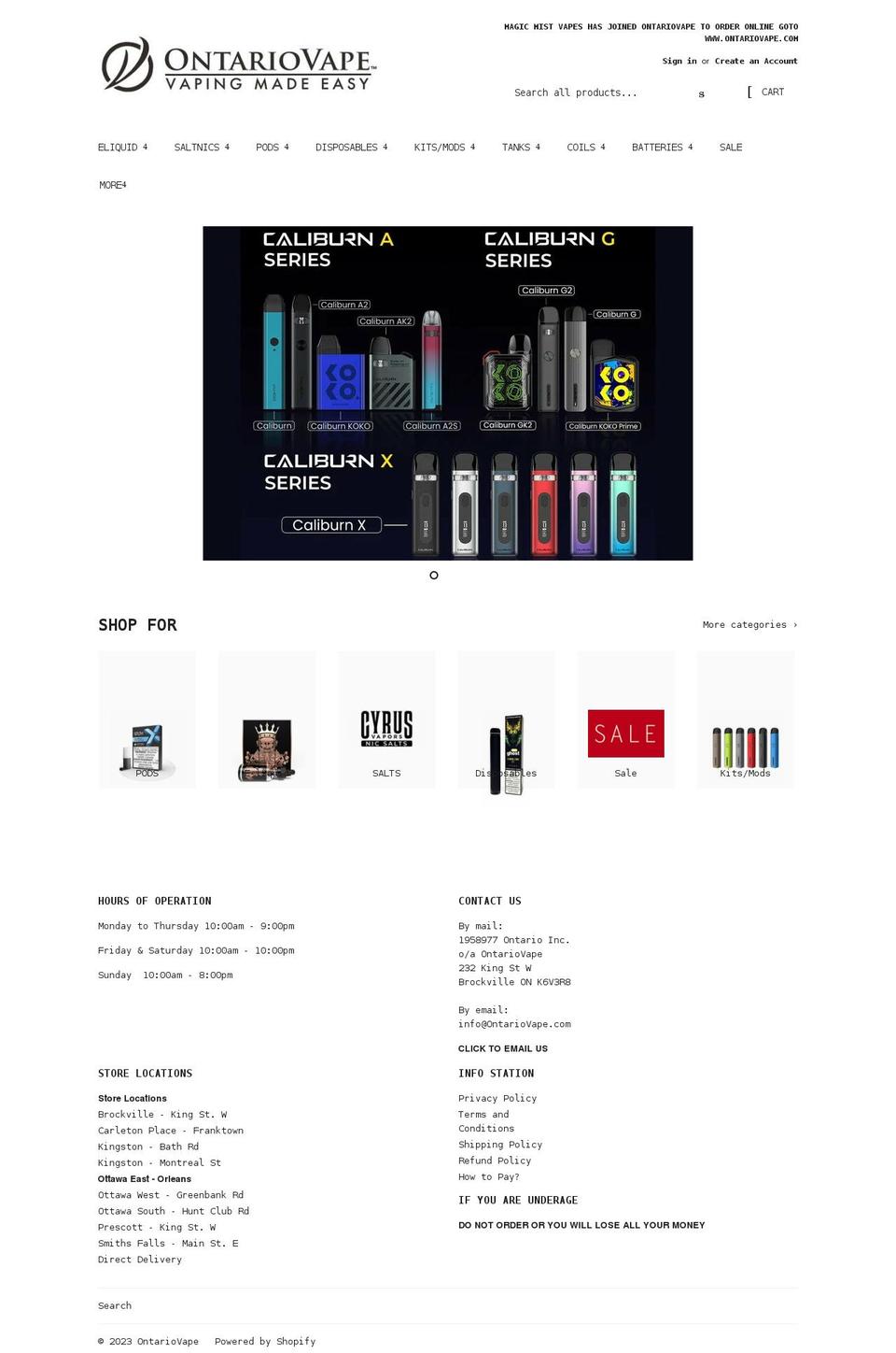 magicmistvapes.com shopify website screenshot