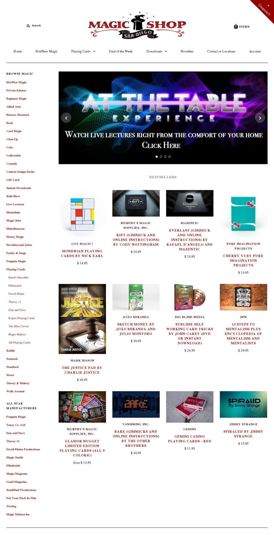 magicstoresandiego.com shopify website screenshot