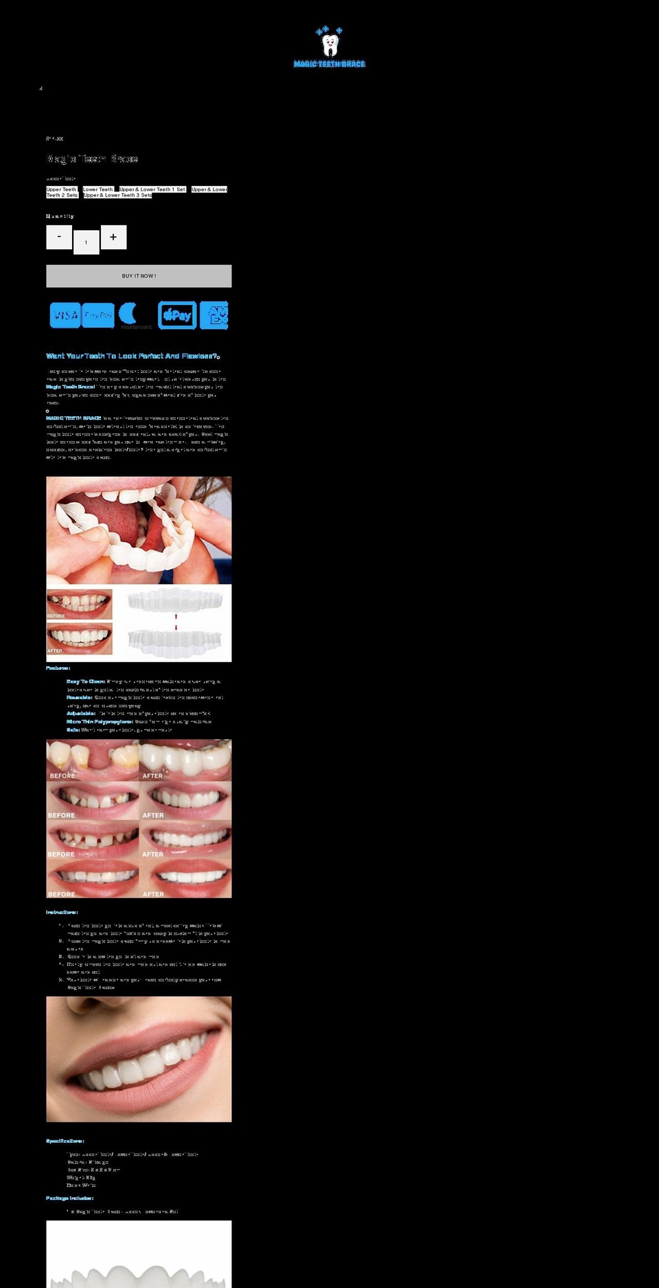 magicteethbrace.com shopify website screenshot