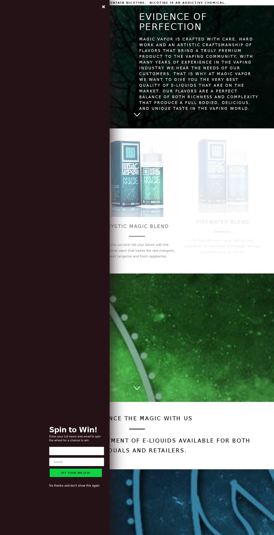 magicvapor.net shopify website screenshot