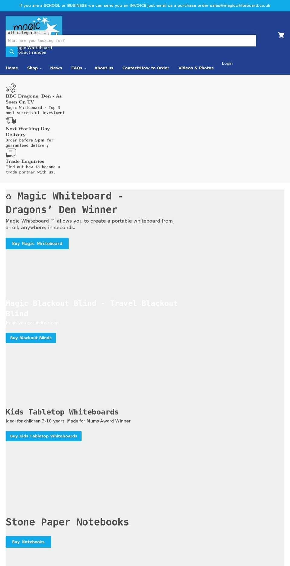 magicwhiteboard.com shopify website screenshot