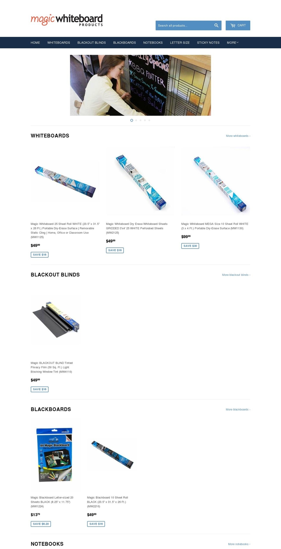 magicwhiteboardproducts.com — Shopify storefront screenshot
