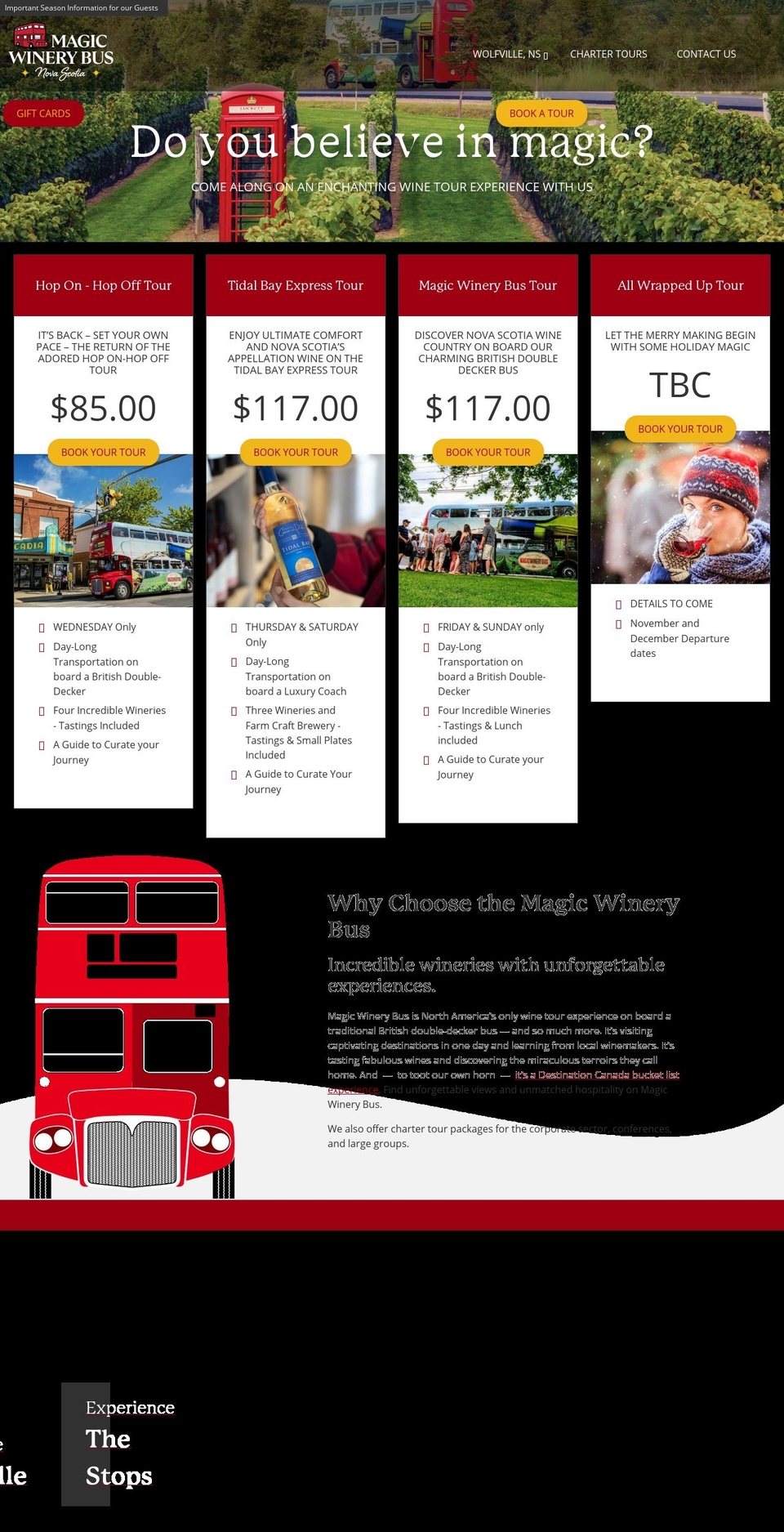 magicwinerybus.ca shopify website screenshot