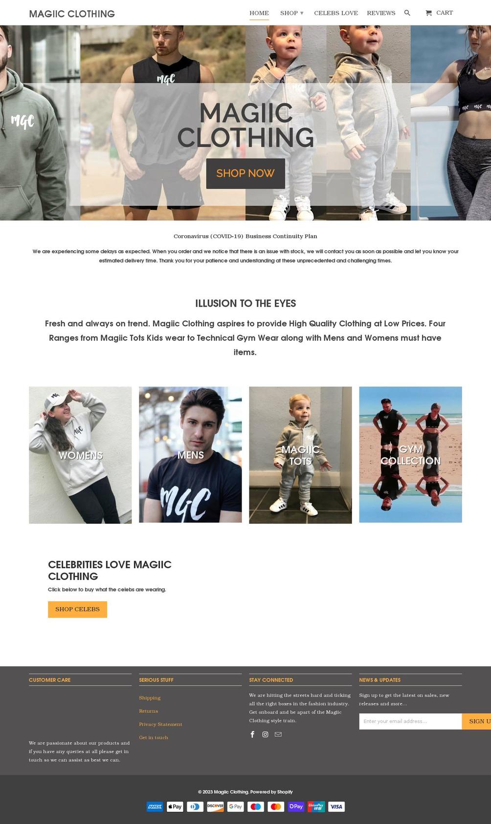 magiicclothing.com shopify website screenshot