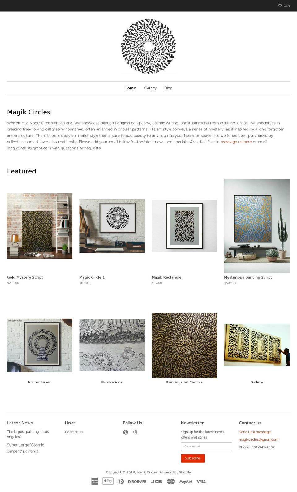 magikcircles.com — Shopify storefront screenshot