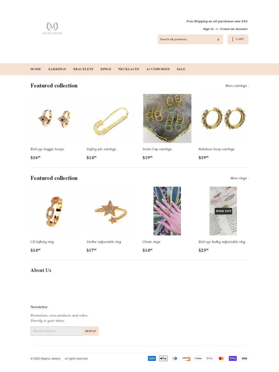 magmajewelry.shop shopify website screenshot