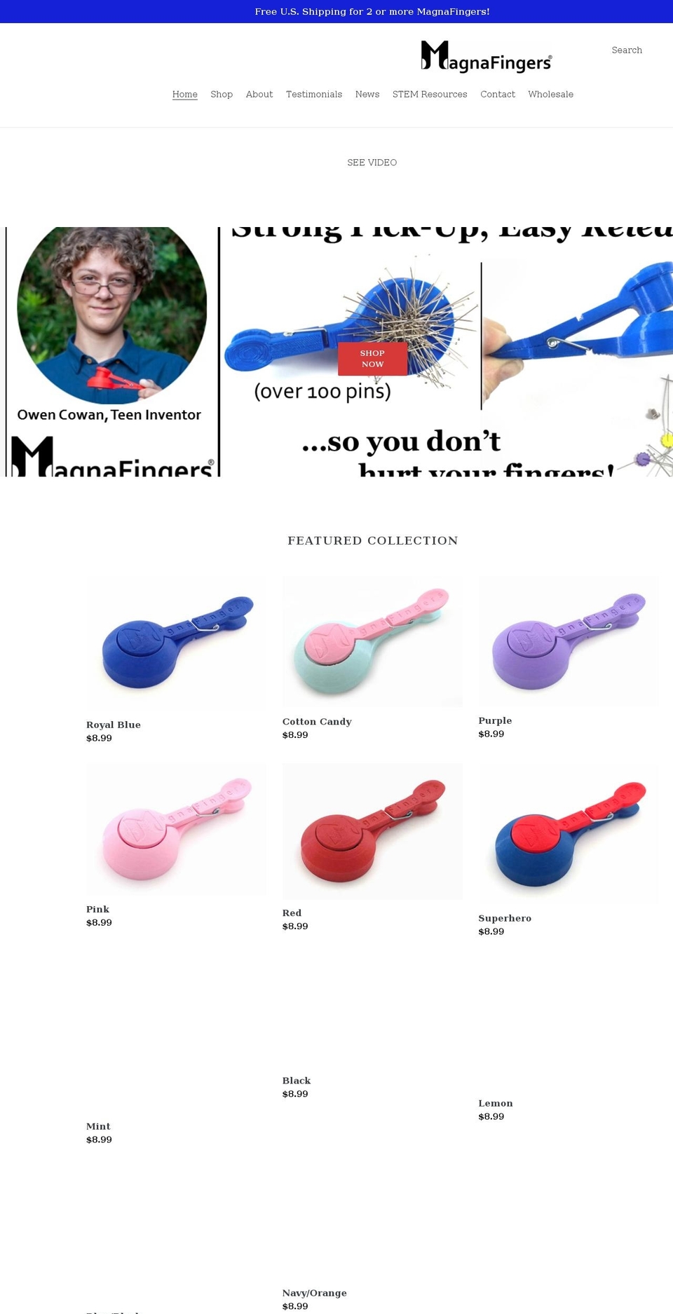 magnafingers.com shopify website screenshot